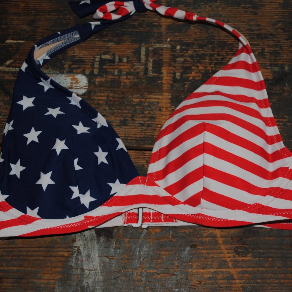 Old Navy red, white, and blue, Americana, American Flag, Patriotic bikini top